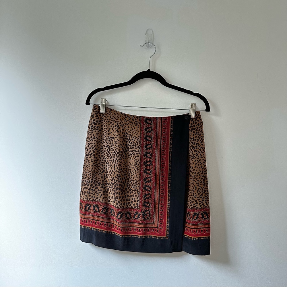 Vintage Silk Mini Wrap Skirt Size 10